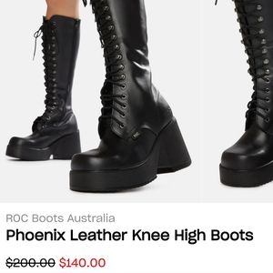 Dolls Kill Pheonix Leather Knee High Boots